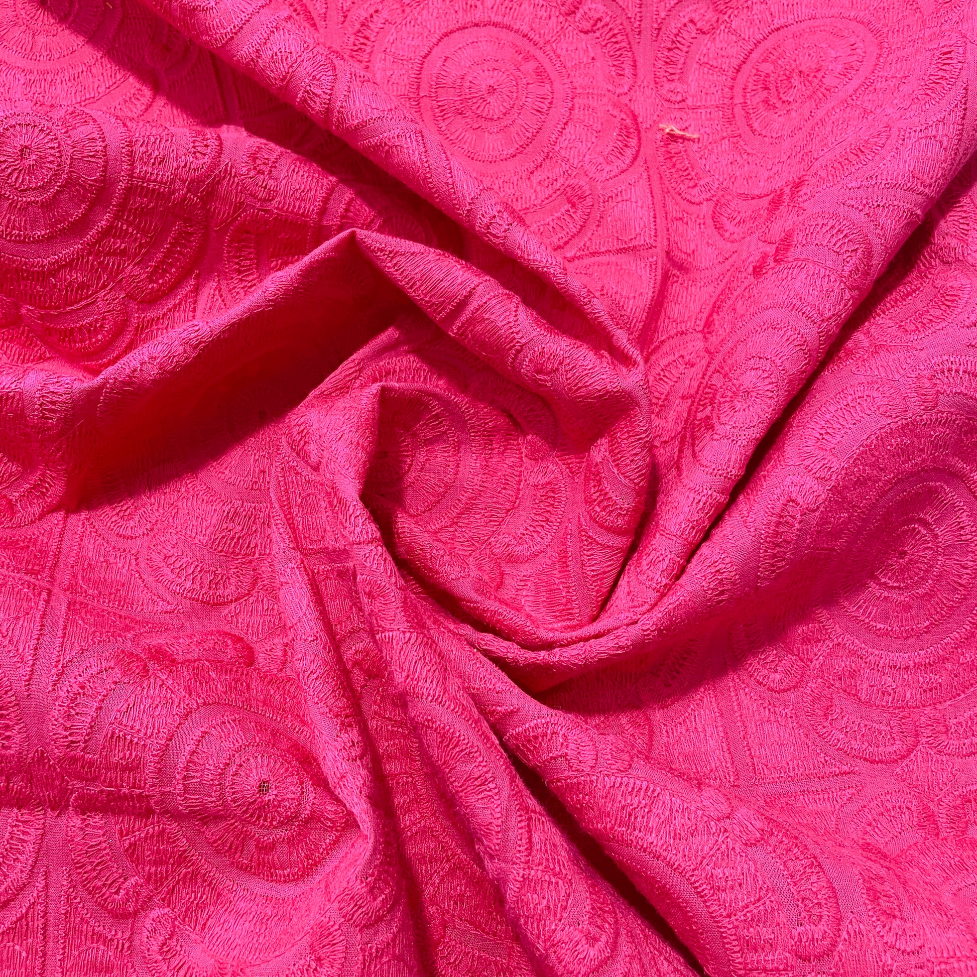 Magenta Pink Embroidery Cotton Fabric - TradeUNO