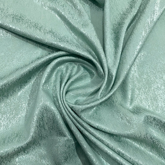 Sea Green Foil Print Jacquard Silk Crepe