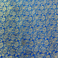 Blue Floral With Gold Foil Brocade Fabric - TradeUNO