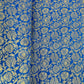 Blue Floral With Gold Foil Brocade Fabric - TradeUNO