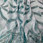 Sea Green with Sky Blue Floral Sequence Embroidery Net Imported Fabric - TradeUNO
