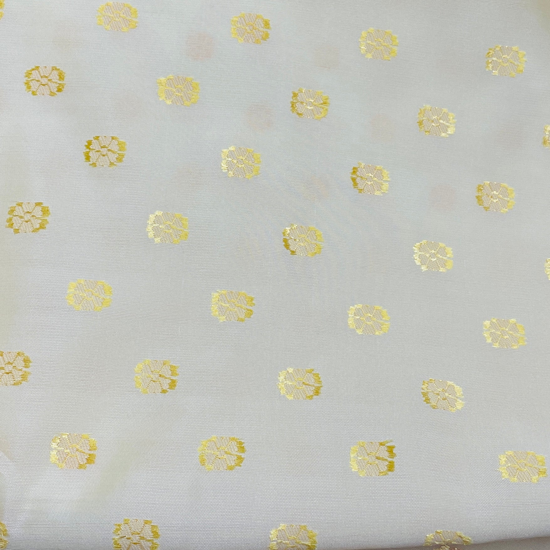 Cream Floral With Gold Foil Chanderi Fabric - TradeUNO