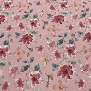 Pink & Multicolor Floral Print georgette Fabric 11279