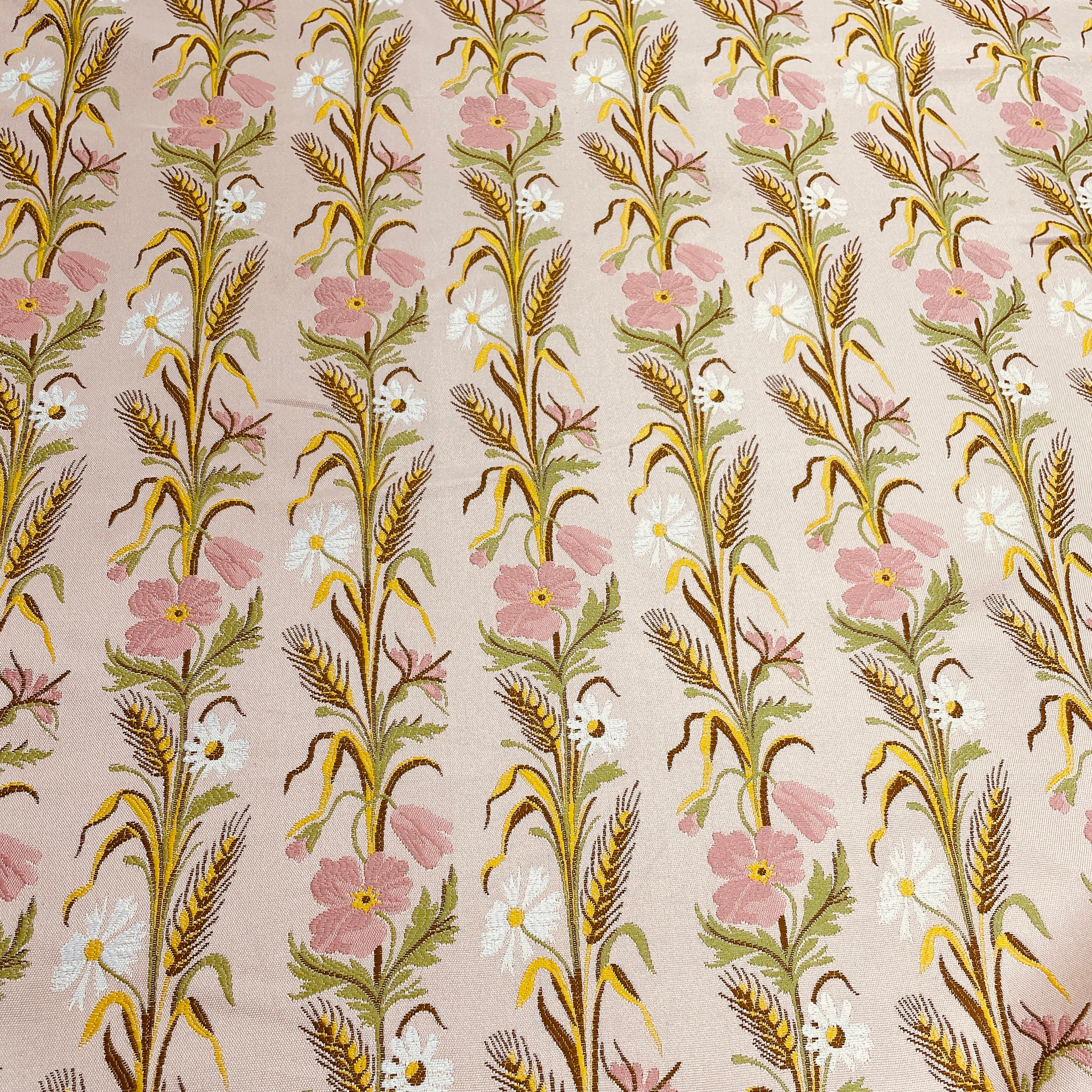 Pink & Mulitcolor Floral Brocade Jacquard Fabric - TradeUNO