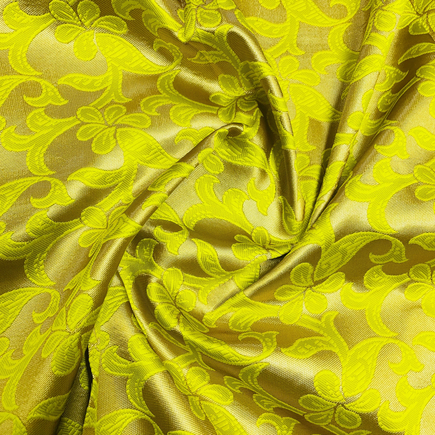 Green With Gold Foil Floral Chanderi Fabric