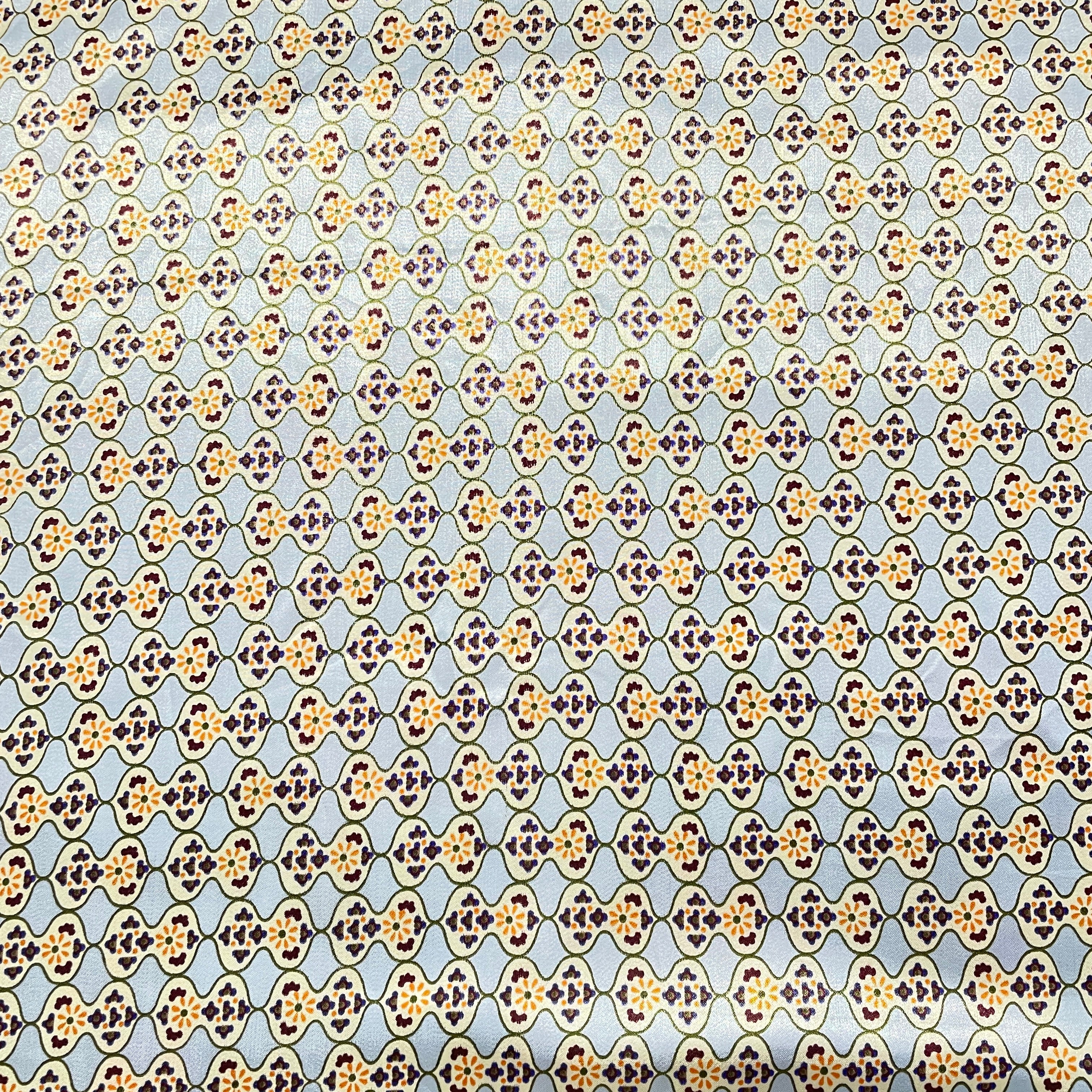 Grey Multicolor Geometerical Print Satin Fabric - TradeUNO