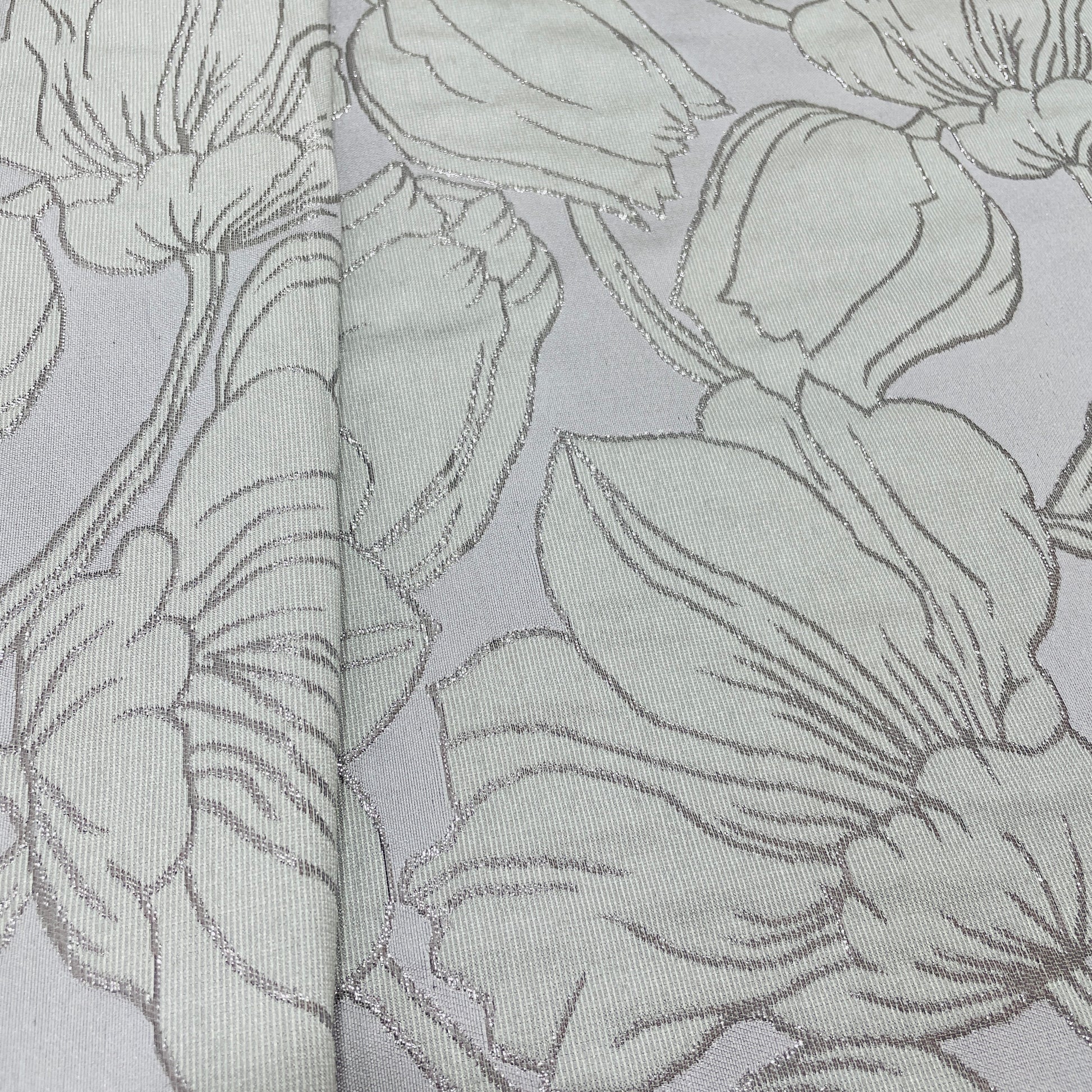 Purple & Grey Floral Brocade Jacquard Fabric - TradeUNO