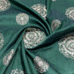 Forest Green Floral With Gold Foil Dupion Silk Fabric