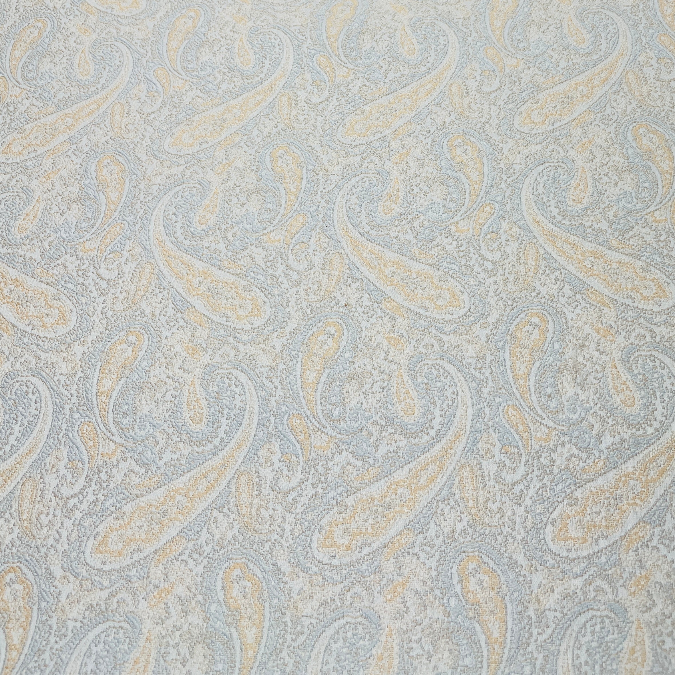 White & Peach Floral Brocade Jacquard Fabric - TradeUNO
