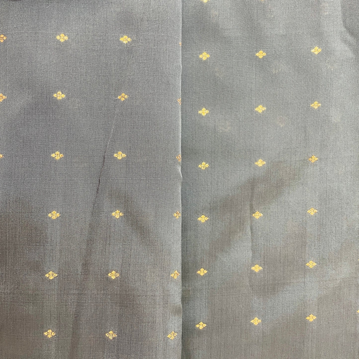 Steel Grey With Gold Foil Chanderi Jacquard Fabric - TradeUNO