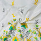 White & Yellow Floral Thread Embroidery Cotton Fabric - TradeUNO