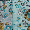 Sky Blue With Multicolor Floral Sequins Embroidery Net Imported Fabric 7680