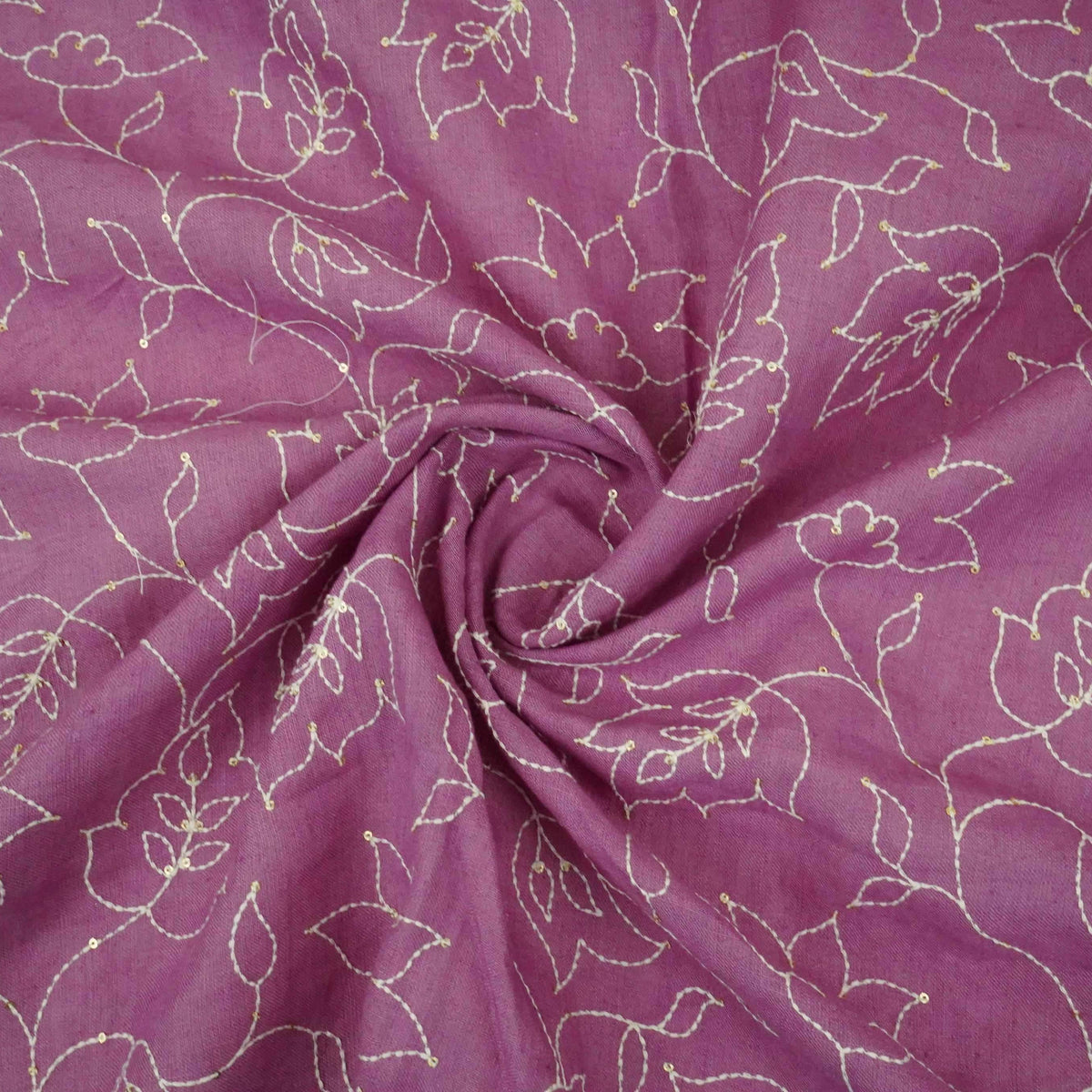 Lavender thread embroidery Pure Linen Fabric SN-31239 - TradeUNO