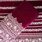 Magenta Pink Zari Sequnis embroidery Velvet Fabric JD-28599