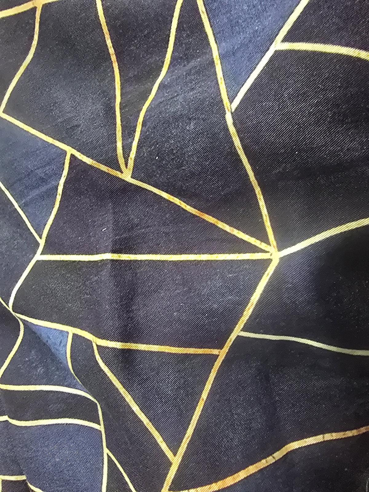 Navy Blue Geometrical Print Spun Fabric TU-4700