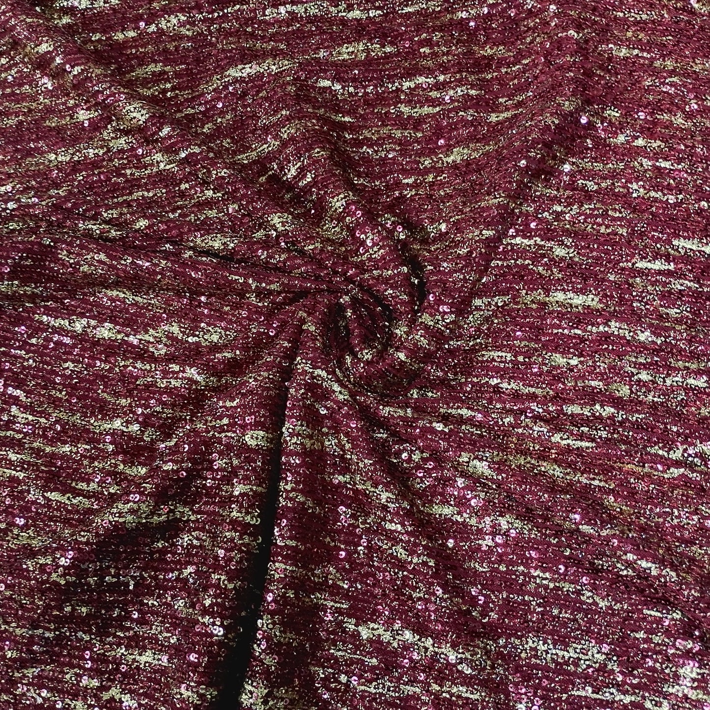 Premium Red Heavy Sequins Bonded Glitter Net Lycra Fabric