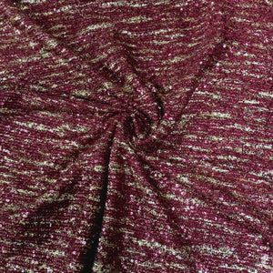 Premium Red Heavy Sequins Bonded Glitter Net Lycra Fabric - TradeUNO