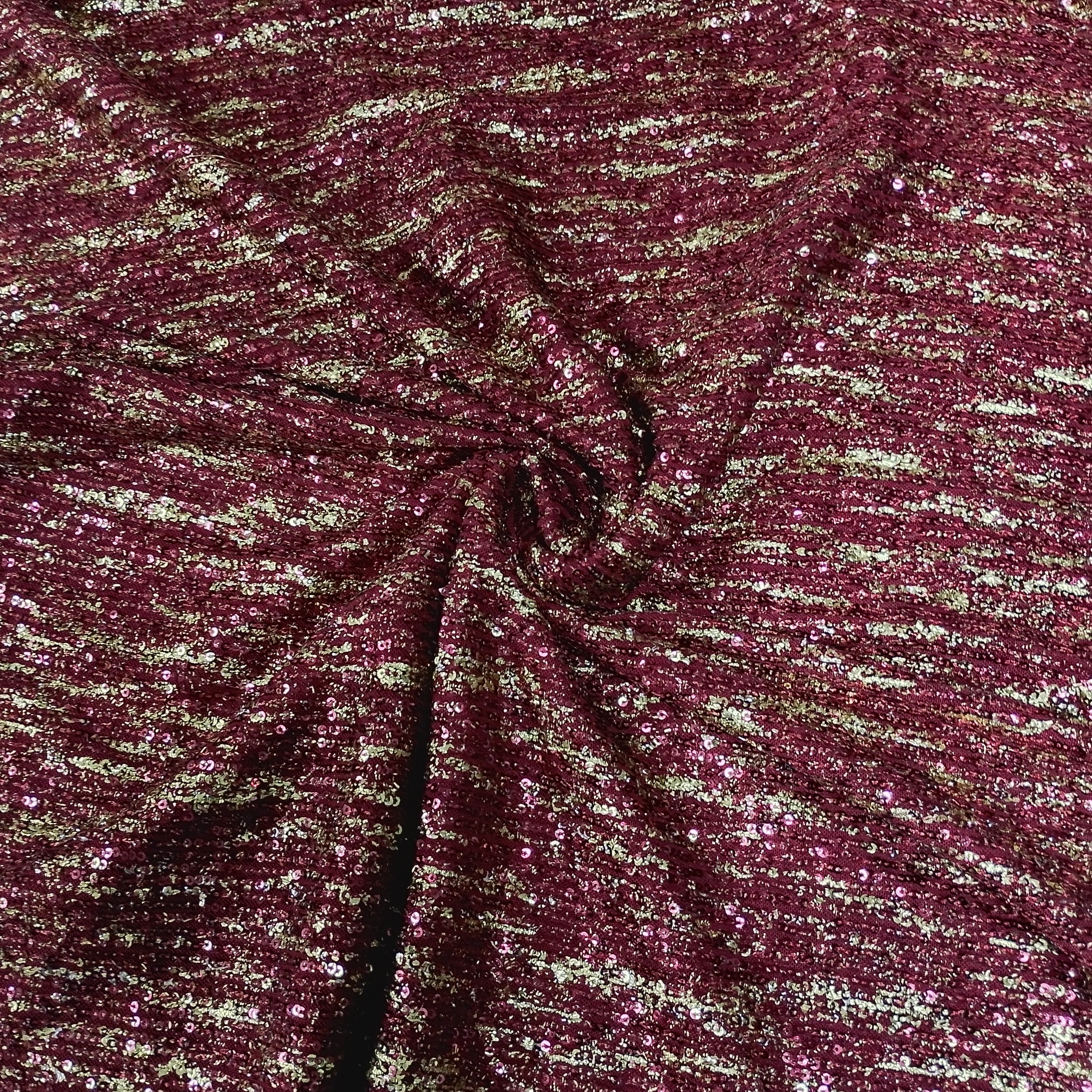 Premium Red Heavy Sequins Bonded Glitter Net Lycra Fabric - TradeUNO