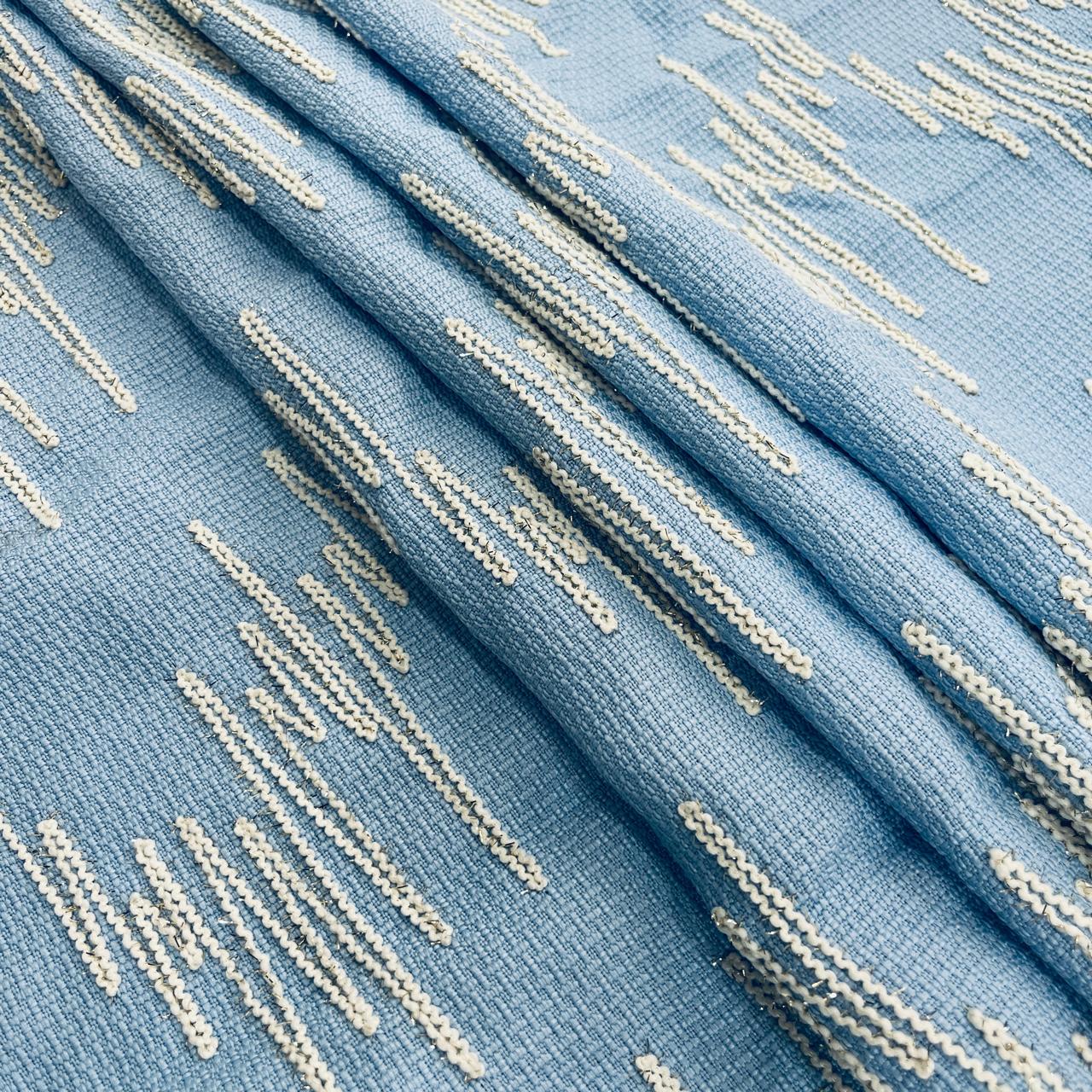 Premium Blue Abstract Handloom Tweed Fabric 15039
