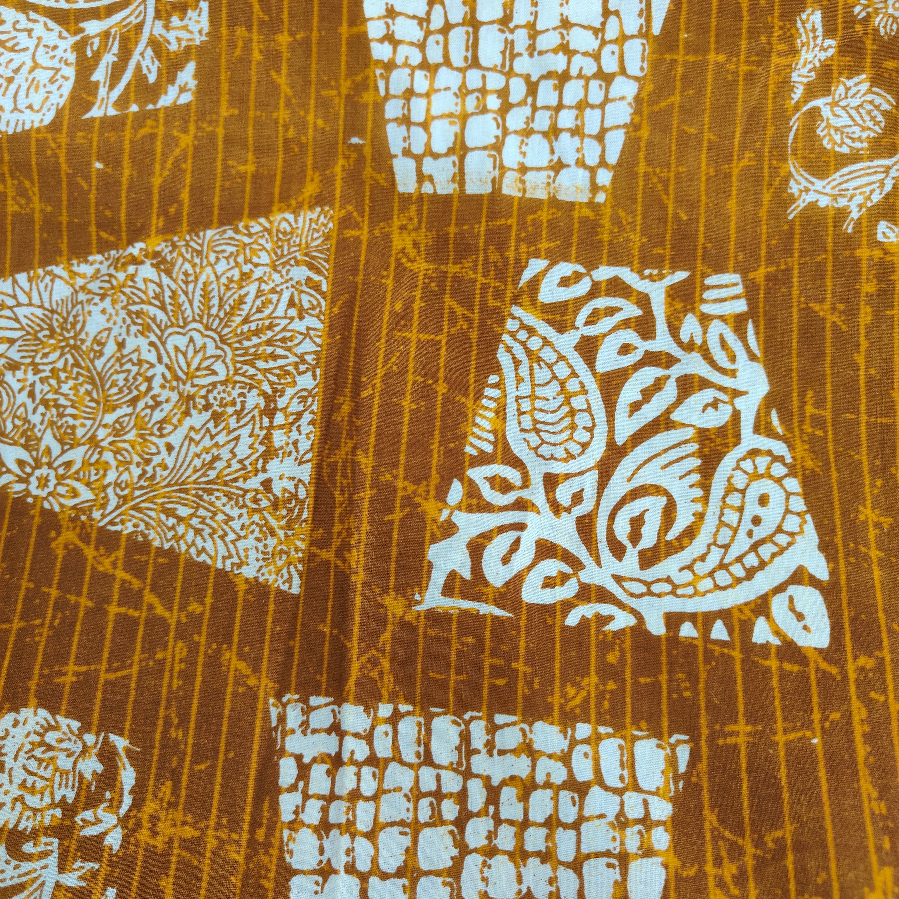 Yellow & White Batik Print Cotton Fabric OG-30326 - TradeUNO
