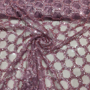 Eggplant Purple Pearl Sequence Embroidery Net CH-14214