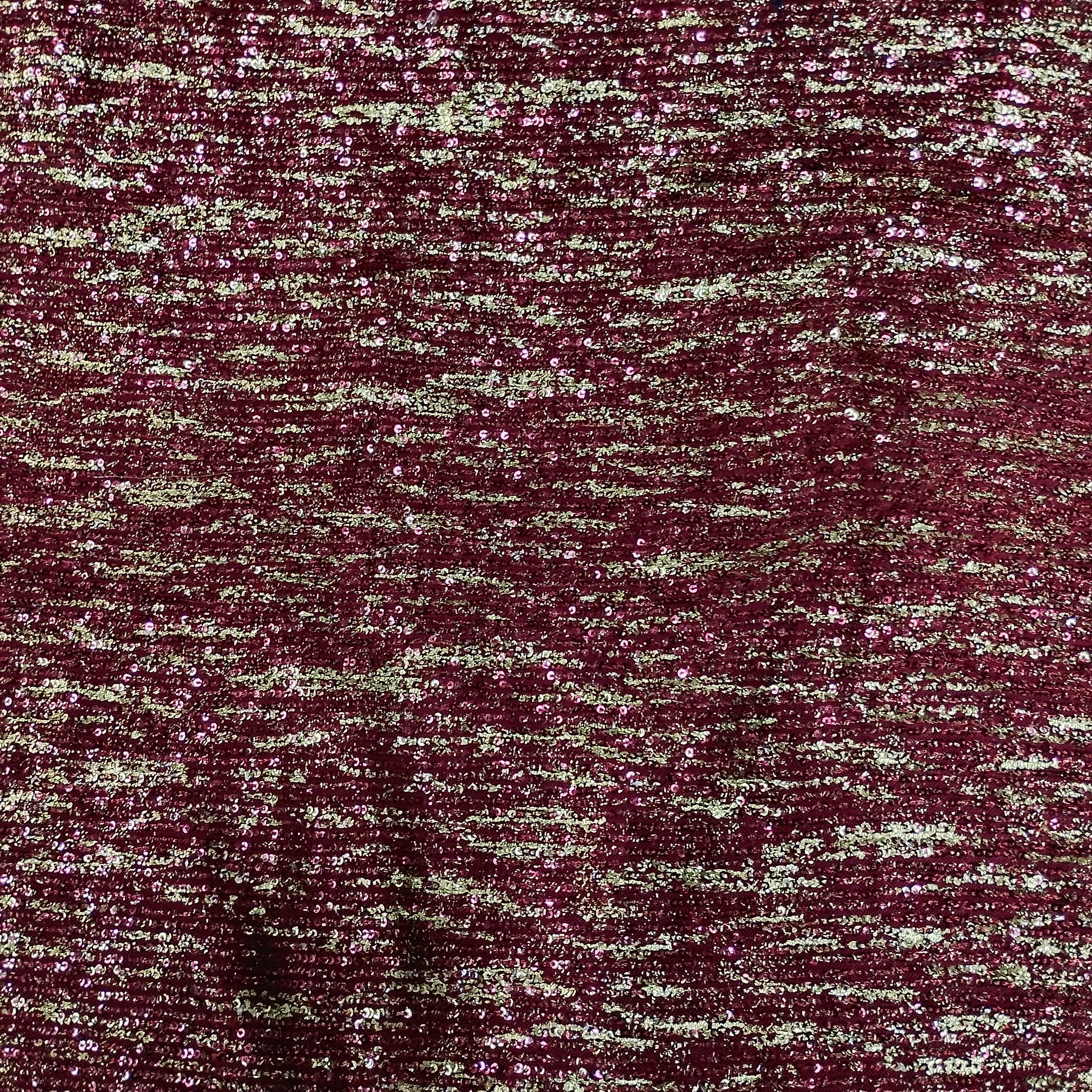 Premium Red Heavy Sequins Bonded Glitter Net Lycra Fabric - TradeUNO