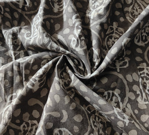 Dark Grey Batik Print Cotton Fabric CH-29779 - TradeUNO