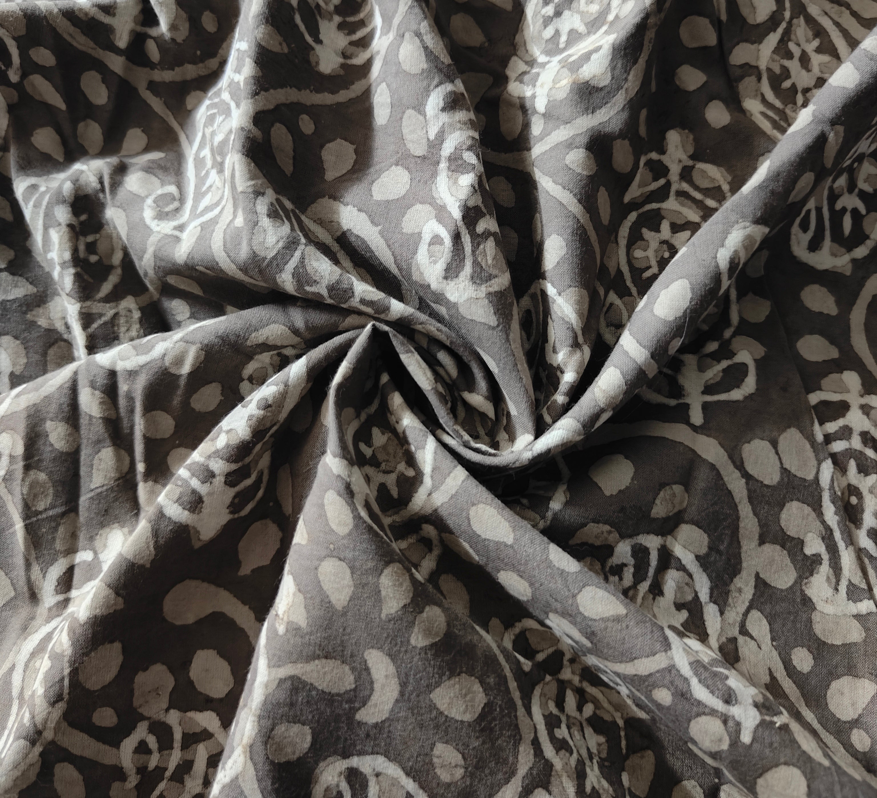 Dark Grey Batik Print Cotton Fabric CH-29779 - TradeUNO
