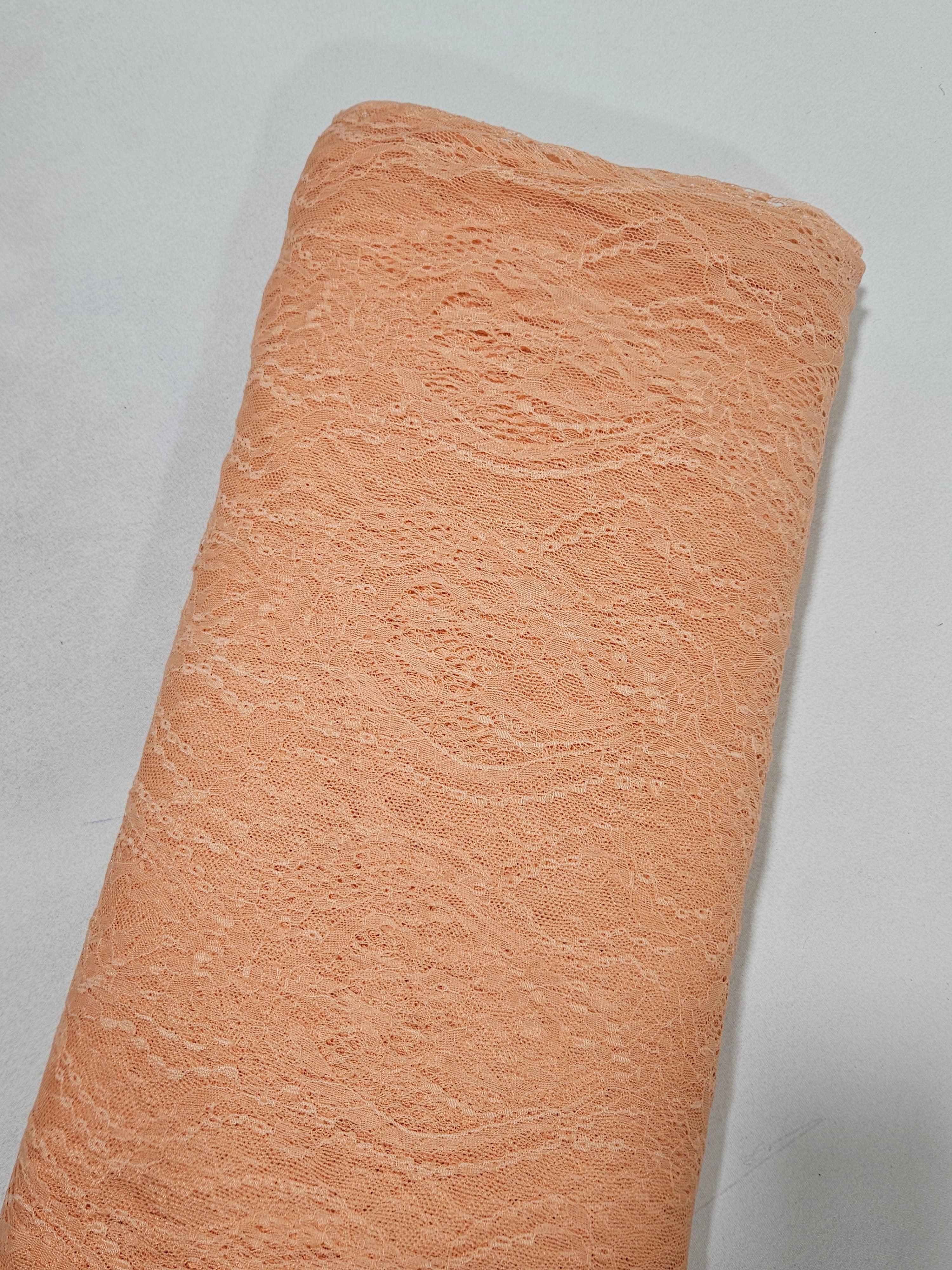 Orange Geometrical Floral Cotton Lace Fabric