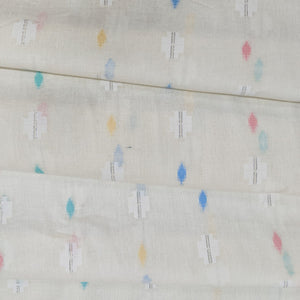 Off White & Multicolor Geometrical With Lurex Cotton Fabric 12034