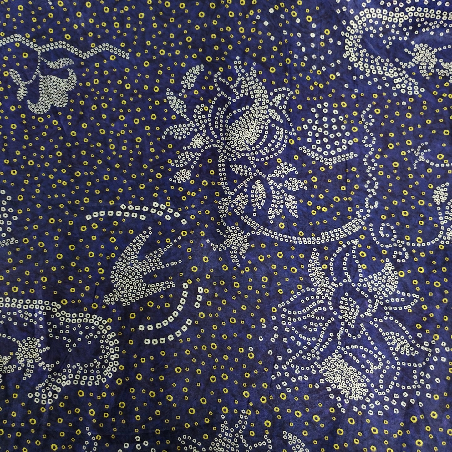 Purple Bandhani Print Gaji Silk Fabric