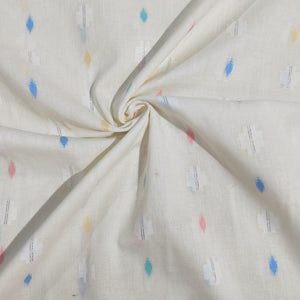 Off White & Multicolor Geometrical With Lurex Cotton Fabric 12034