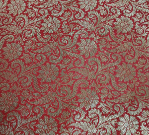 Red Antick Gold Jaal Brocade Fabric NH-28893 - TradeUNO