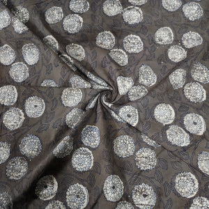 Dark Brown Floral Block Print Cotton Fabric CH-29768 - TradeUNO