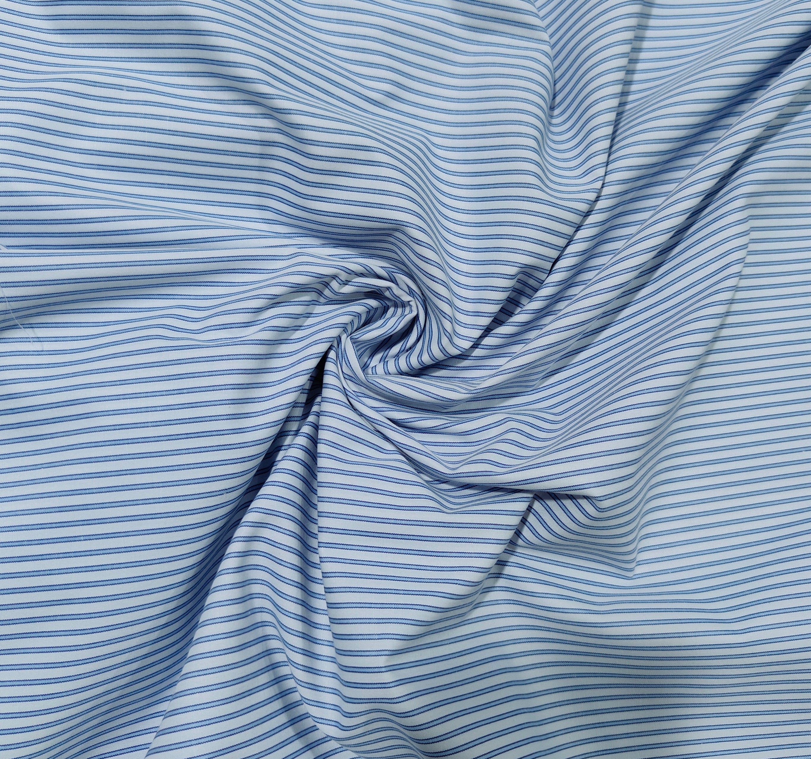 Blue & White Stripes Print Poplin Fabric MFM-30126