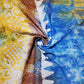 Blue Batik Print Sequence Embroidery Cotton Fabric