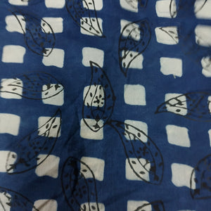 Blue with Multicolor Dabu Print Cotton Fabric NC-29655 - TradeUNO