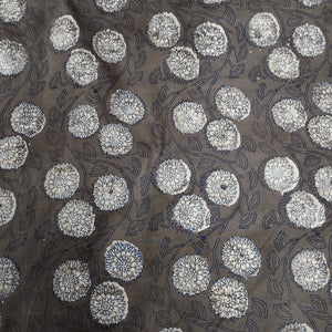 Dark Brown Floral Block Print Cotton Fabric CH-29768 - TradeUNO