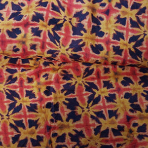 Light Orange Madhubani Print Cotton Silk Fabric - TradeUNO