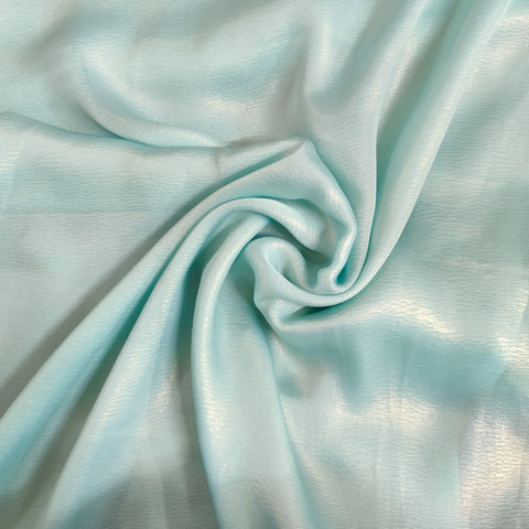Sky Blue Silver Crush with foil Georgette Satin Fabric - TradeUNO