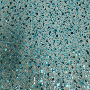 Blue Handwork Bead Imported Floral Sequence Embroidery Net Fabric 9005 - TradeUNO