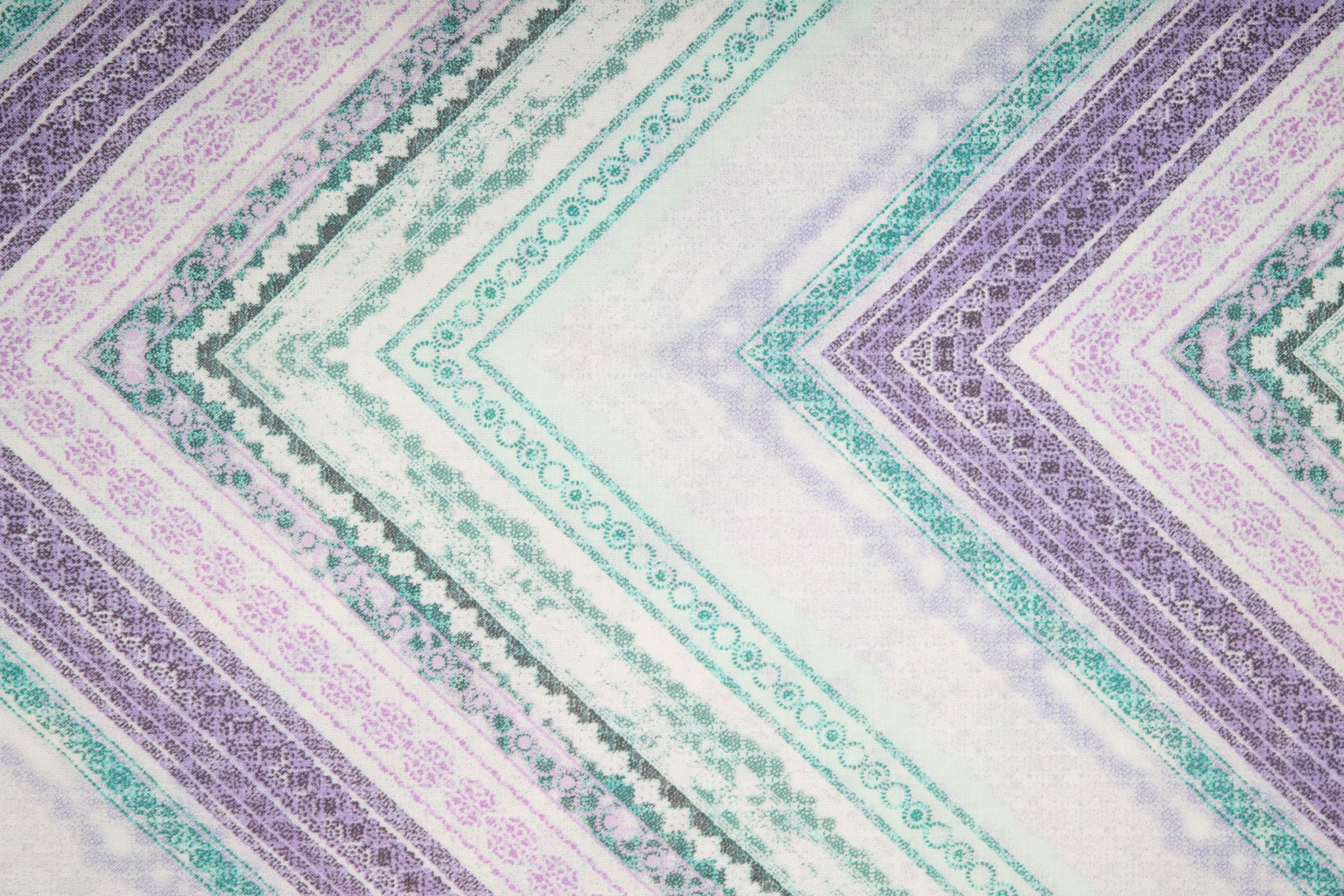 White With Lilac Geometrical Print Rayon Fabric Trade UNO