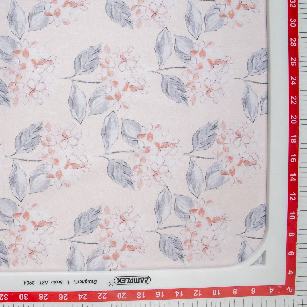 Baby Pink Floral Digital Print Poly Bion Fabric Trade UNO