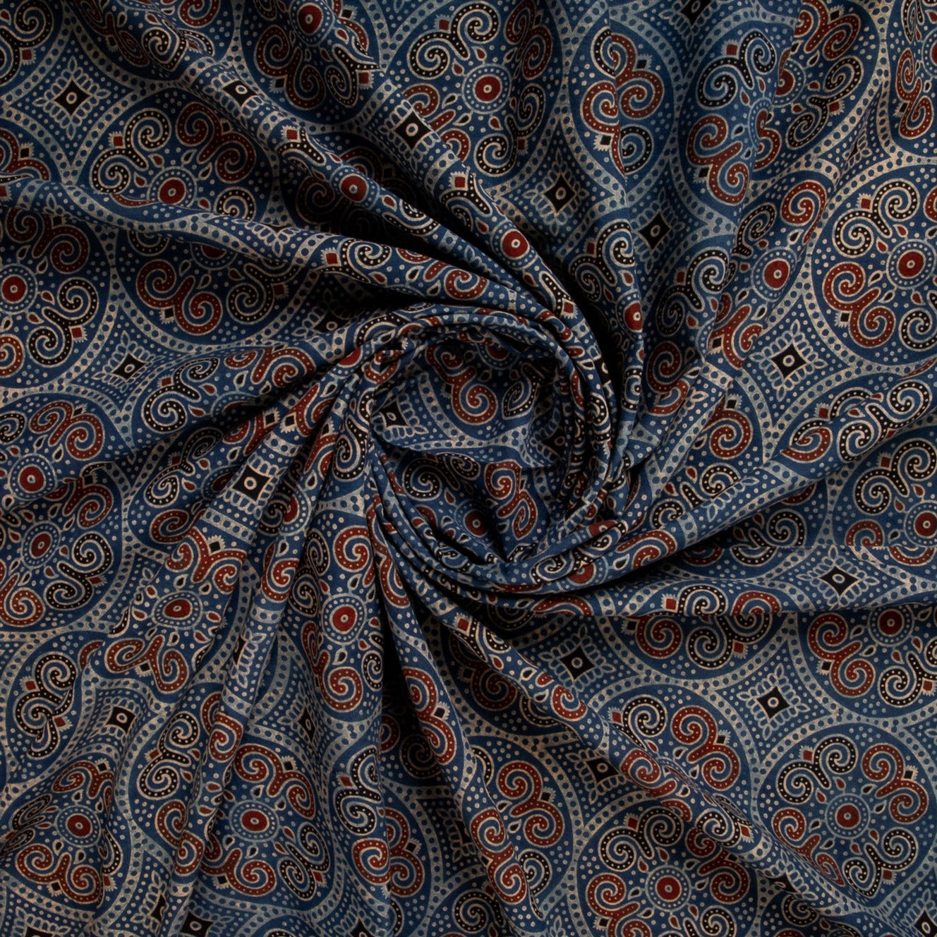 Blue Ajrakh Print Cotton Fabric Trade Uno