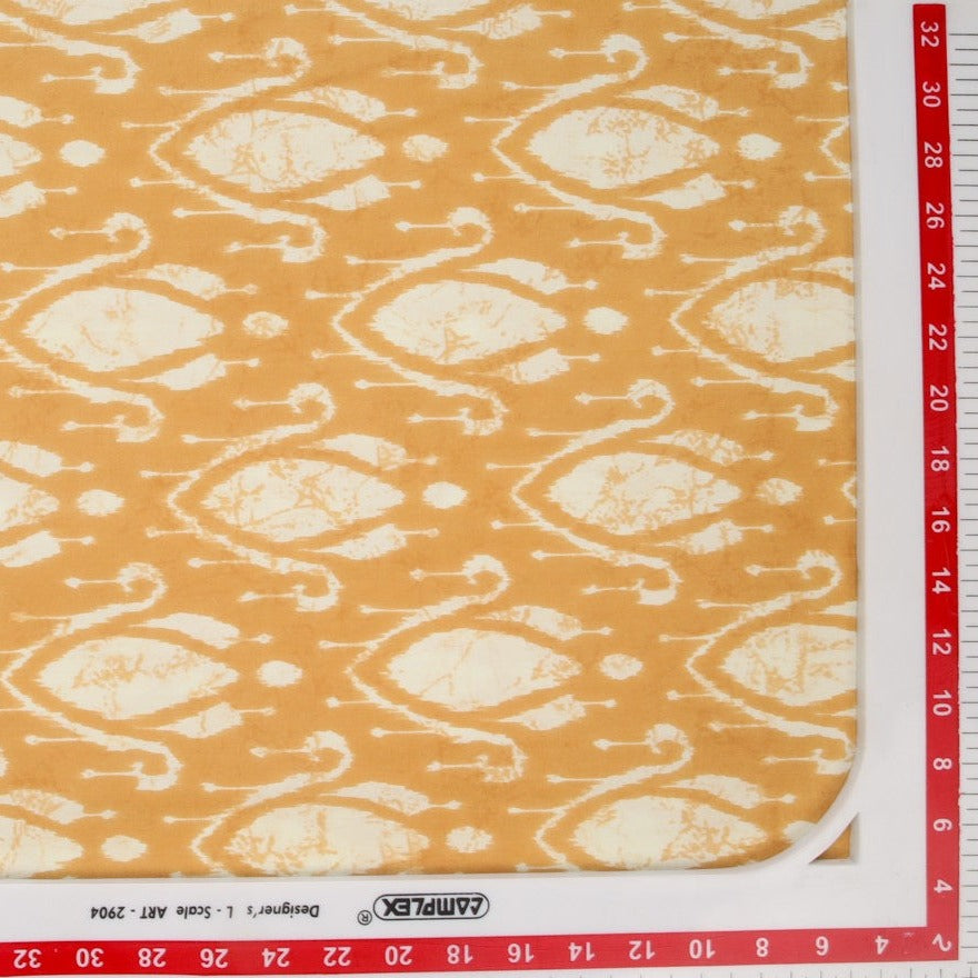 Honey Yellow Traditional Print Rayon Fabric Trade UNO
