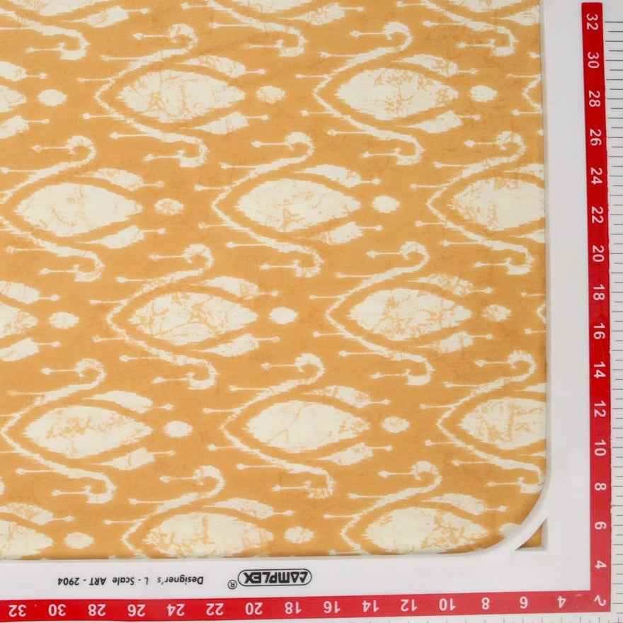 Honey Yellow Traditional Print Rayon Fabric