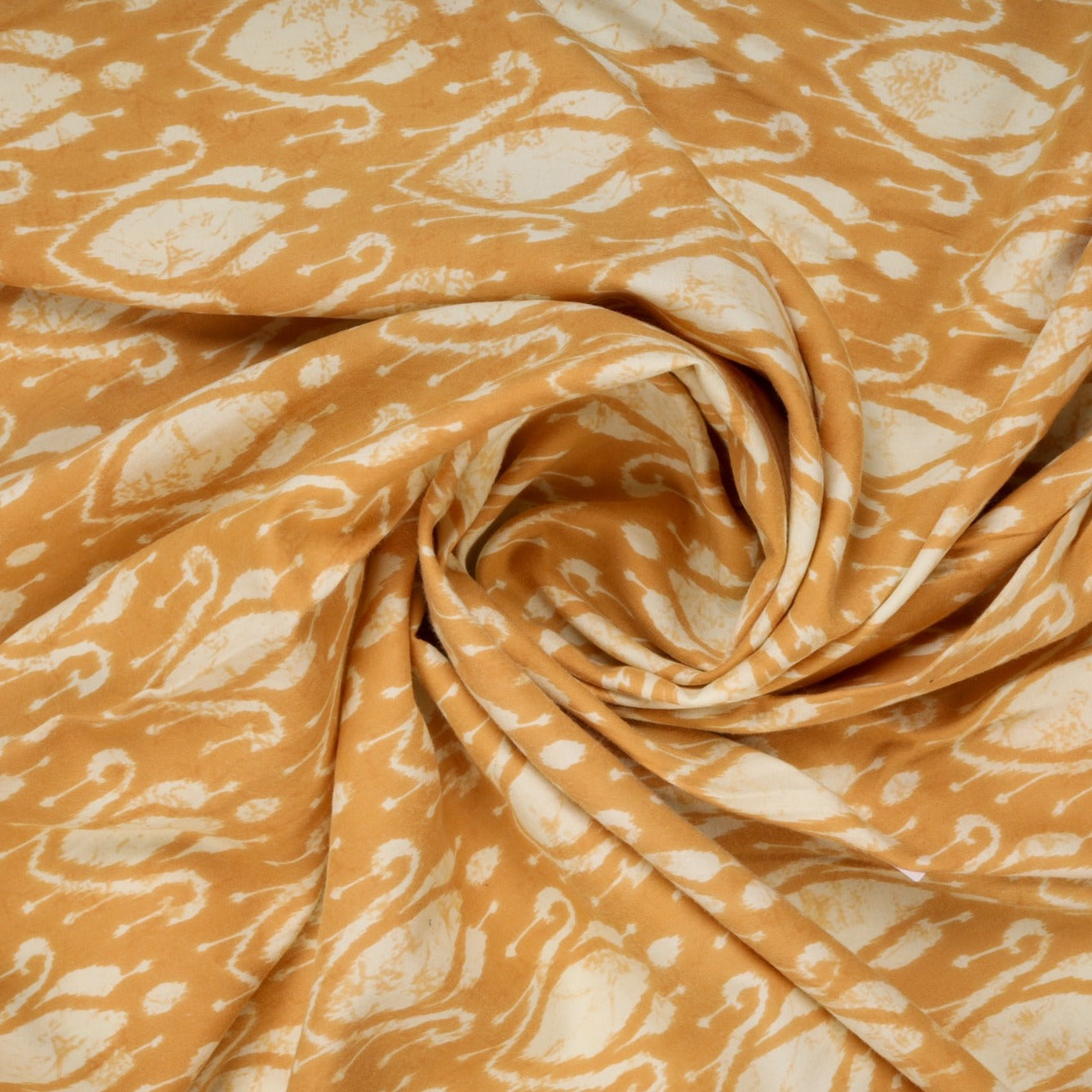 Honey Yellow Traditional Print Rayon Fabric Trade UNO