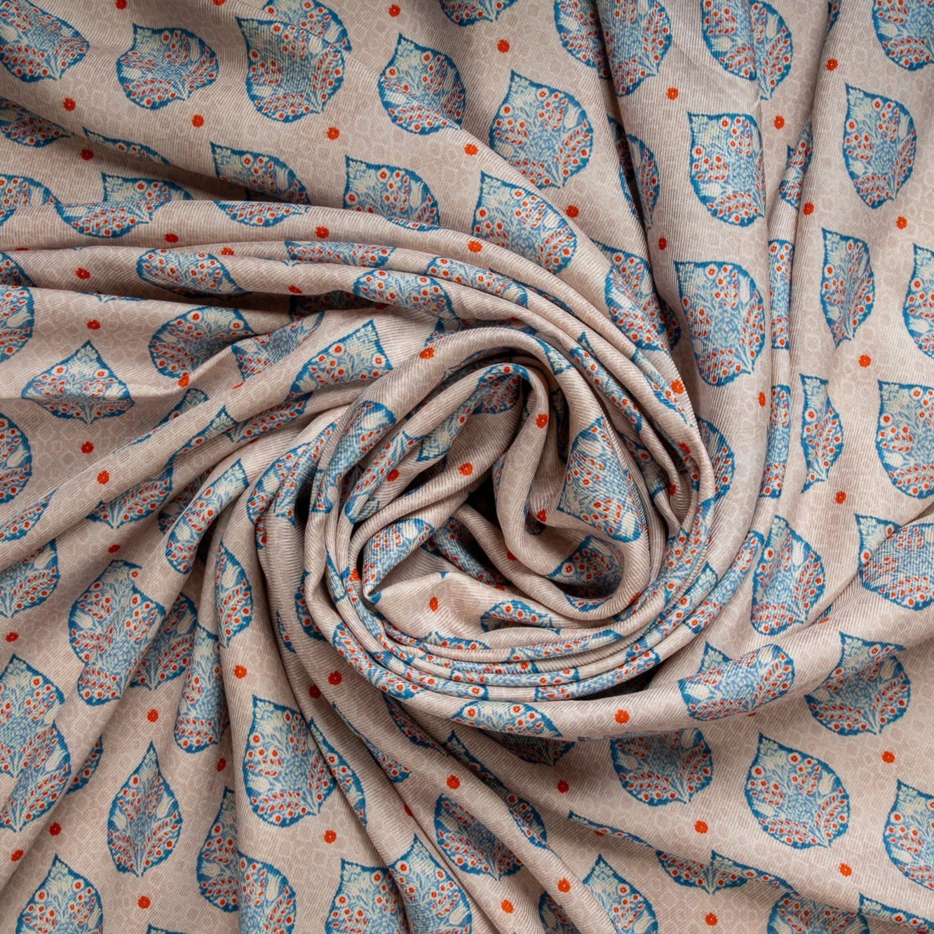 Peach Digital Print Pure Silk Fabric Trade UNO