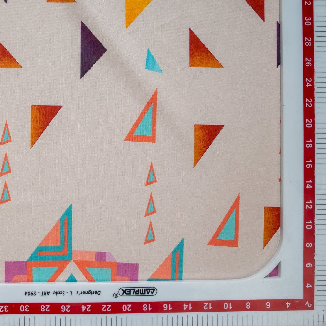 Pink Geometrical Digital Print Poly Bion Fabric Trade UNO