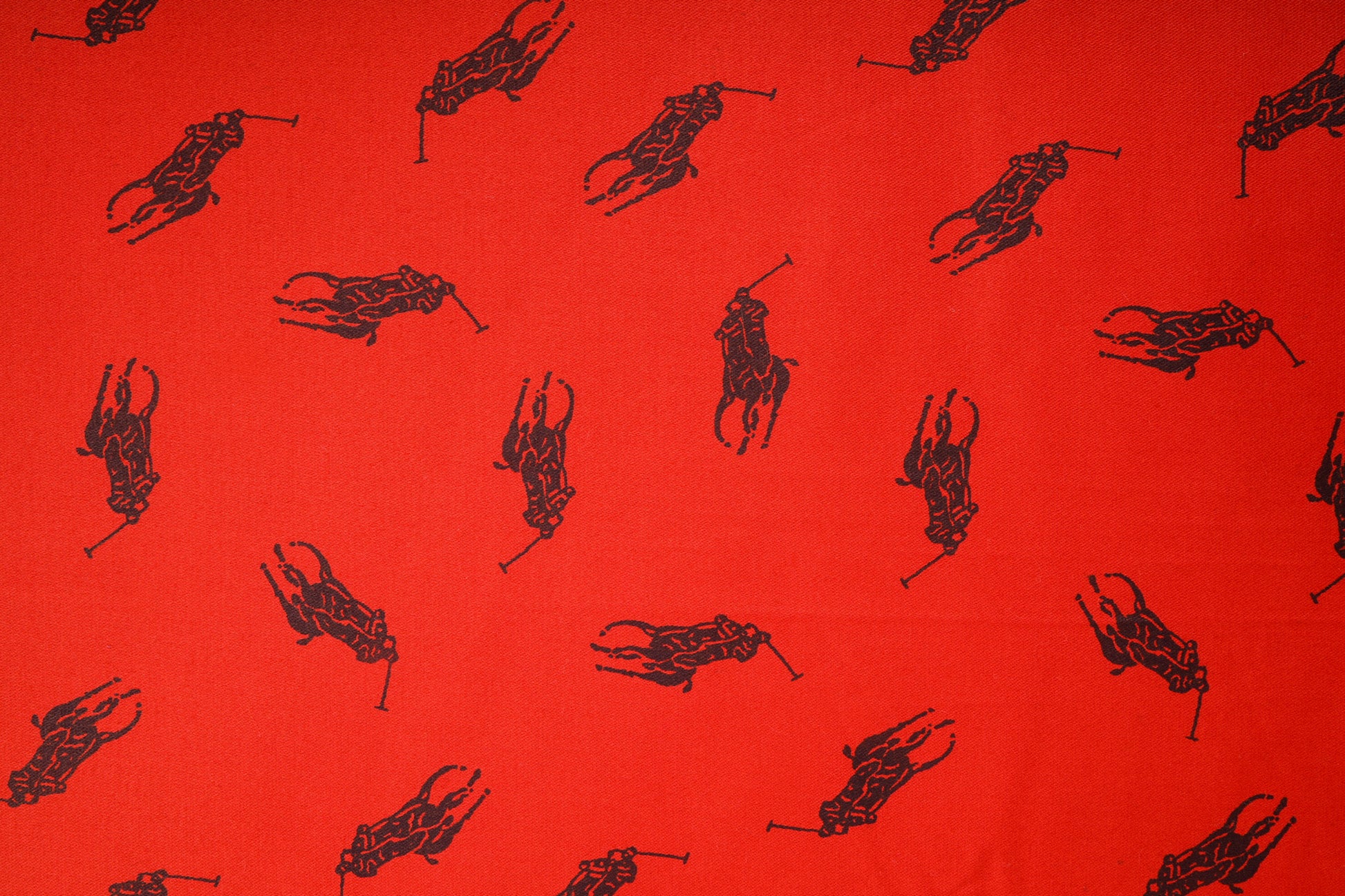 Red Quirky Polo Print Cotton Fabric Trade UNO